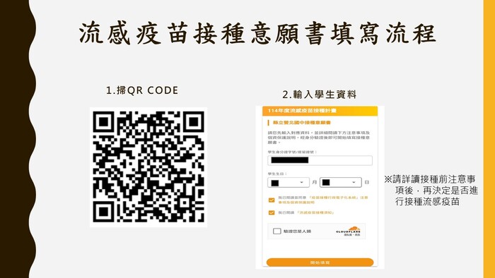 校園流感疫苗線上簽署注意事項圖片