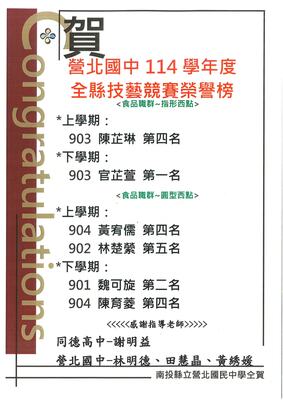 技藝教育競賽榜單圖片